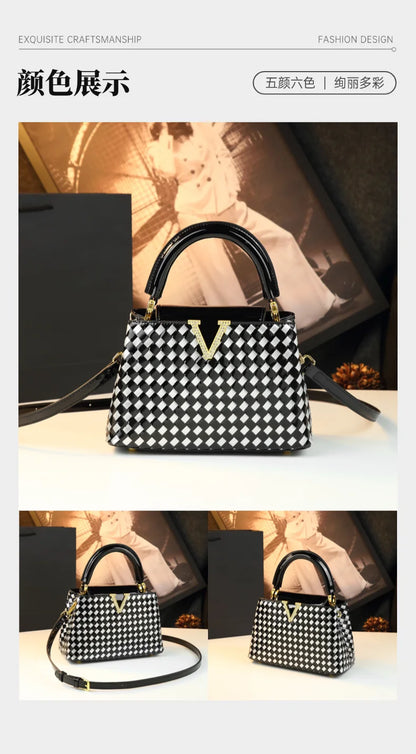 Genuine Leather Woven Handbag For Women 2026 New Light Luxury Women's Shoulder Bag Fashion Commuter Messenger Bag Versatile