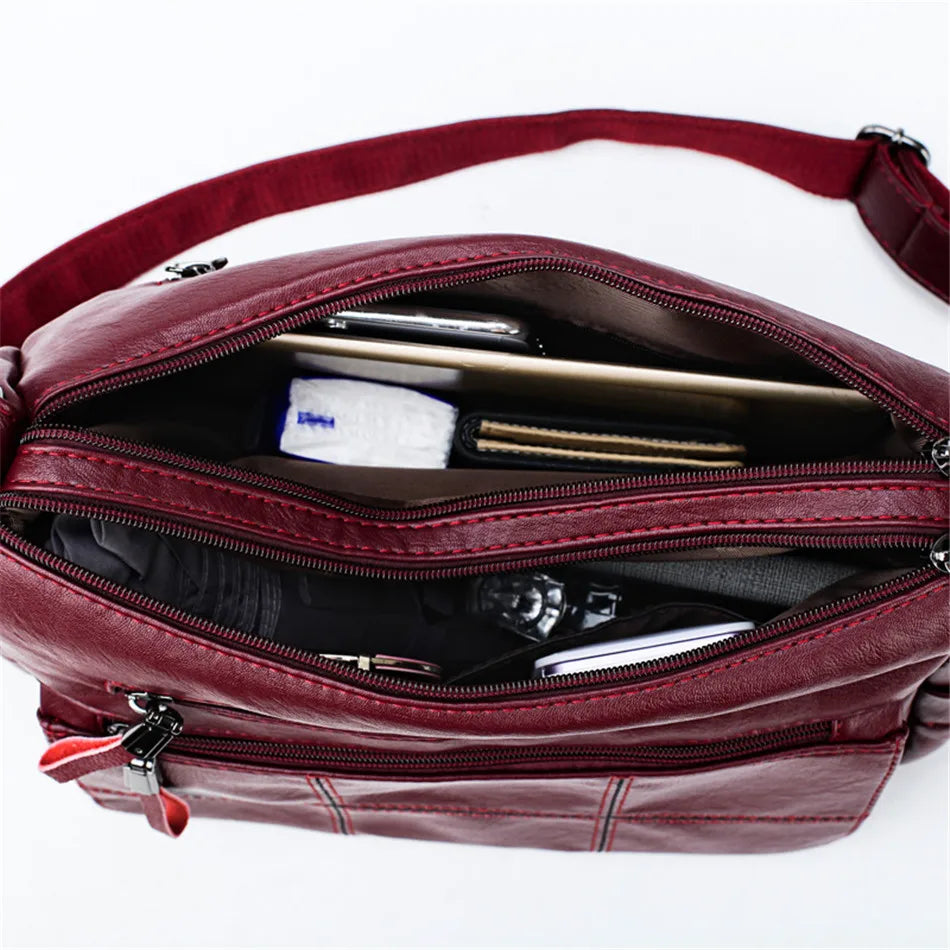 2 Layers Genuine Brand Leather Shoulder Messenger Luxury Handbags Women Bags Designer High Quality Crossbody Bags for Women Sac