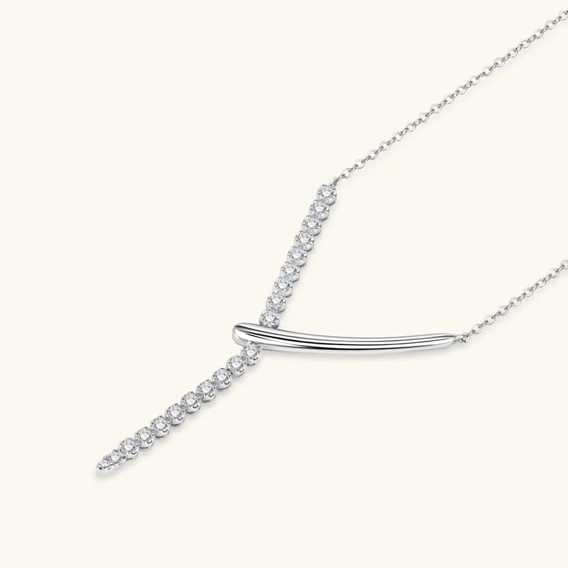 925 Sterling Silver Y-shaped Necklace D-Color Full Moissanite VVS1 Pendent Necklaces with Certificate for Fashion Women Jewelry
