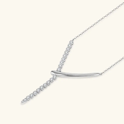 925 Sterling Silver Y-shaped Necklace D-Color Full Moissanite VVS1 Pendent Necklaces with Certificate for Fashion Women Jewelry