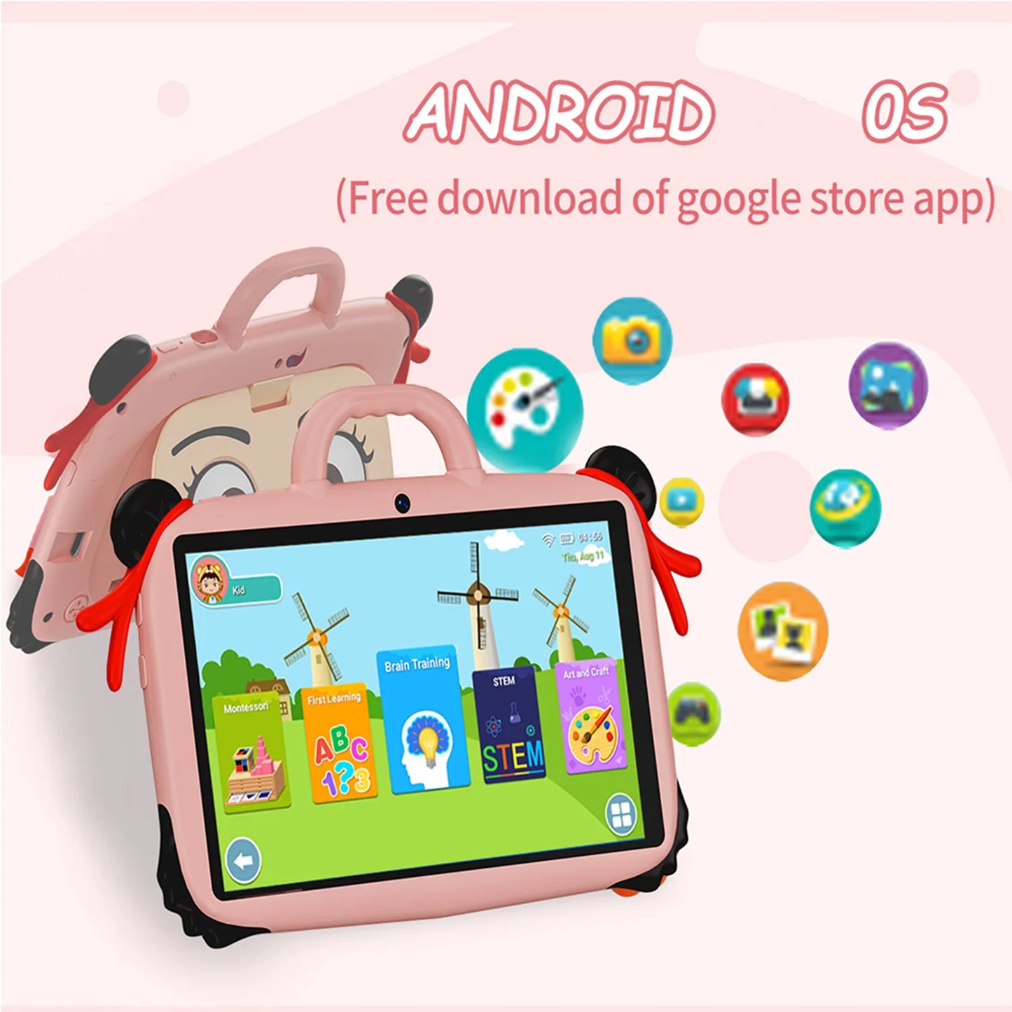 7 Inch New Cartoon Pattern Tablets For Study Education Games Children's Gifts 4GB+64GB ROM Quad Core Dual Cameras WiFi Tablet PC
