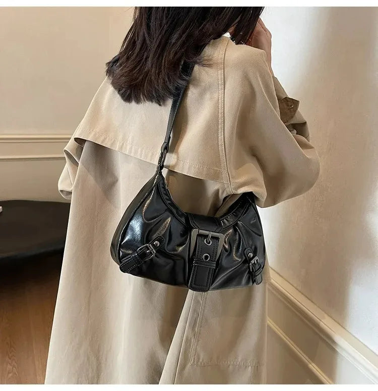 Y2K Retro Pleated Hobo Shoulder Bag for Women Hot Selling Maillard Style Underarm Bag Clutch Handbags for Travel Work Shopping