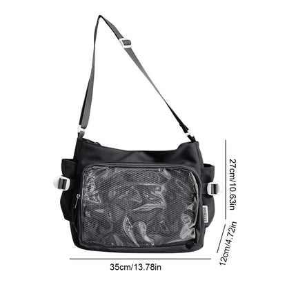 Japanese High School Girls Crossbody Bags Transparent Square Ita Bags Handbags Black Messenger Bag Ladies Sweet Lolita