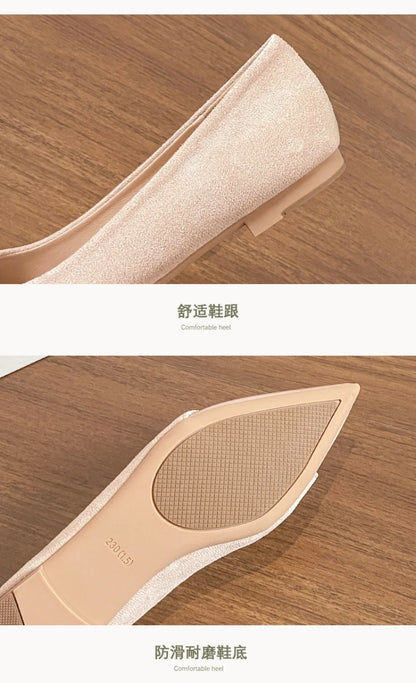Women French Pointed Toe Flat Shoes Summer Fairy Style Patchwork Casual Shoes Elegant Shallow Footwear Matching Dresses Daily