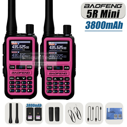 Baofeng UV 5R Mini Walkie Talkie 3800mAh High Capacity Air Band UHF/VHF FM Bluetooth Programming Type-C Camping Radio Upgrade 5R
