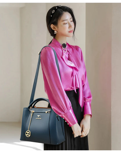 2024 Luxury Women Designer 3 Layers Shoulder Crossbody Sac Ladies Large Capacity Leather Handbags Shopper Brand Messenger Totes
