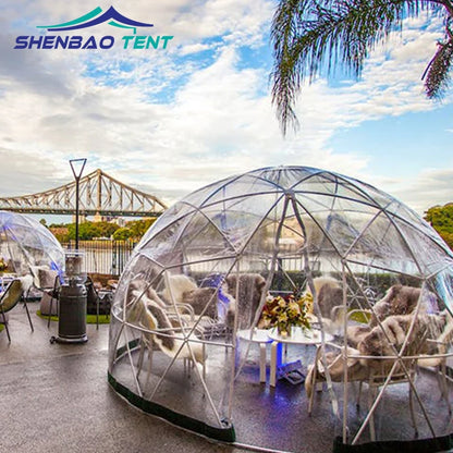Luxury Roof Pvc Heated Eco Prefab Transparent Geodesic Dome Hotel Glaping House Desert Round Dome Exhibition Tent