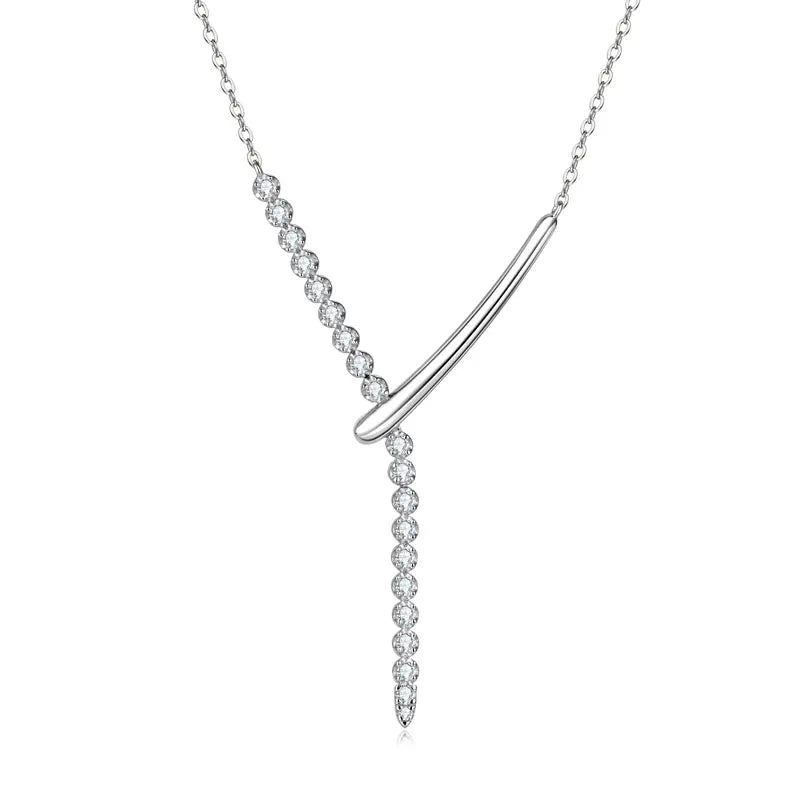 925 Sterling Silver Y-shaped Necklace D-Color Full Moissanite VVS1 Pendent Necklaces with Certificate for Fashion Women Jewelry