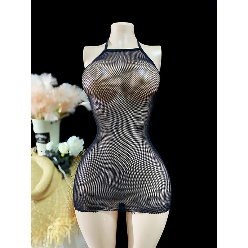 Women Summer Bodycon Top Beach Cover Up Hollow Out Beachwear Without Underwear Sheer Mesh Fishnet Dress Music festival Swimsuit
