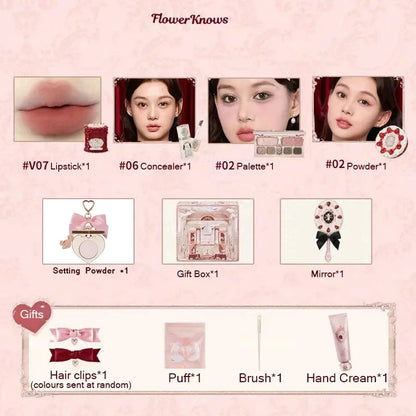 Flower Knows Strawberry Cupid Box Collection Make Up Sets Cosmetics Full Set Palette Pressed Powder Blush Lipstick Gift Box