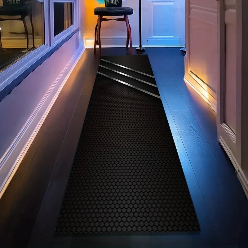 VIKAMA Black Motorcycle Racing Mat Sporty Biker Runner Easy Care Modern Garage Decor Entryway Floor Carpet Non-Slip Rug