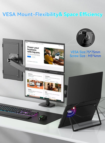 UStation Δ / Delta Plus Stacked Monitor Touchscreen Laptop Dual Screen Folding 18.5" W/ USB C Mini HDMI For PC Mac Phone Display