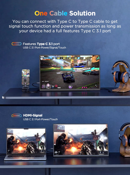 UPERFECT 4K Portable Monitor Touchscreen 15.6 Inch USB-C HDR Second Screen for Laptop PS5 Switch Plug & Play External Display