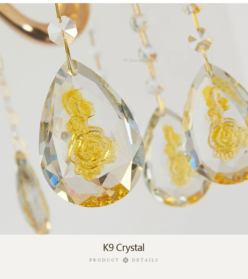 Nordic Luxury Gold Crystal LED Ceiling Chandelier LOFT Villa Lustre LED Pendant Lamp Living Room Hotel Hall Decor Hanging Lamps
