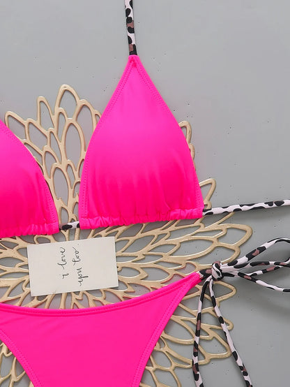 Sexy Leopard Women's Beach Bikini 2026 Swimsuit Halter Tie Micro Thong Bikinis Sets Female Swimwear for Woman Wear Bathing Suit