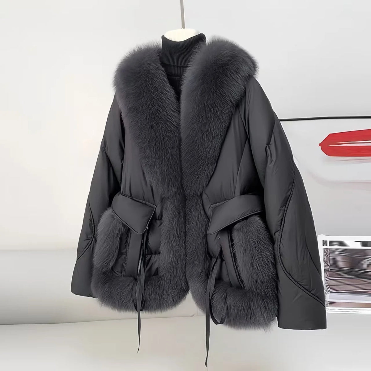 White Duck Down Coat Women Faux Fox Fur Collar Loose Thicken Parkas Warm Outwear 2026 Winter New Fashion Female Jacket