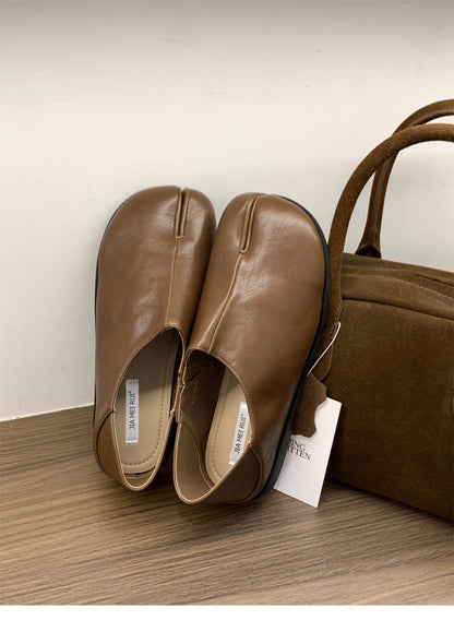 2025 Japanese Style Tabi Ninja Shoes Women Retro Suede Flats Split Hoof Toe Boat Shoes Femme Mary Jeans Mocasines Ballerina Shoe