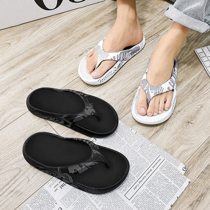 Printed male and female couples large size EVA high elastic flip-flops thick-soled lightweight slippers for outdoor beach shoes