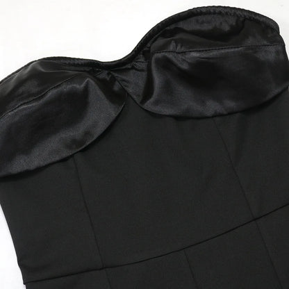 Jumpsuits Strapless Women Sleeveless Sexy Rompers One Piece Overalls Slim Fit Long Pant Ruffles Patchwork Elegant Lady