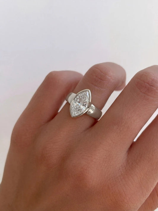 925 Sterling Silver 6*12mm Shining Glossy Marquise Zircon Ring for Women Engagement Wedding Luxury High Quality Fine Jewelry