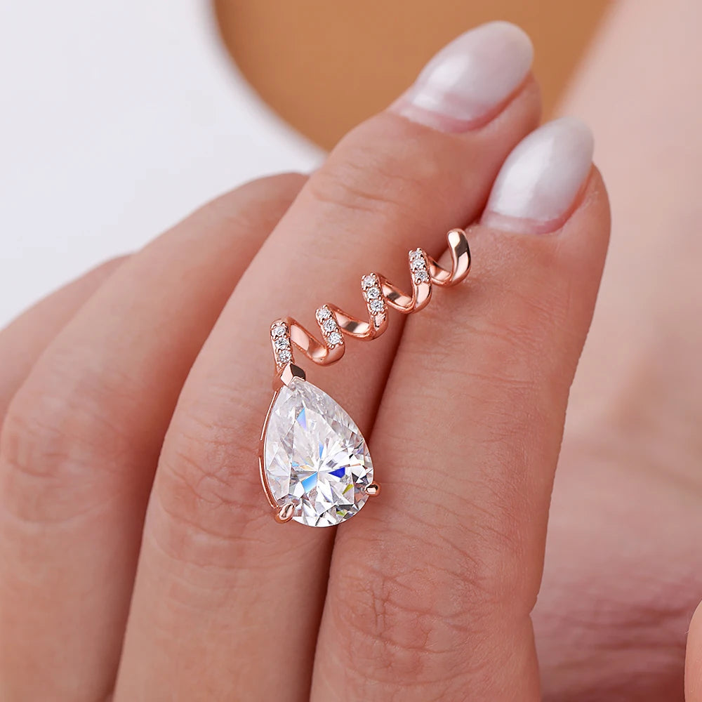 BXINY Full Moissanite WaterDrop Pendants Necklace 100% S925 Silver Detachable Pear Cut Diamond Collar Choker Women Gifts Jewelry