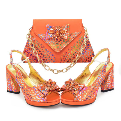 African Matching Shoes and Bags for Party Nigerian Ladies Super High Heels Sandals for Party Elegant Heeled Shoes for Women