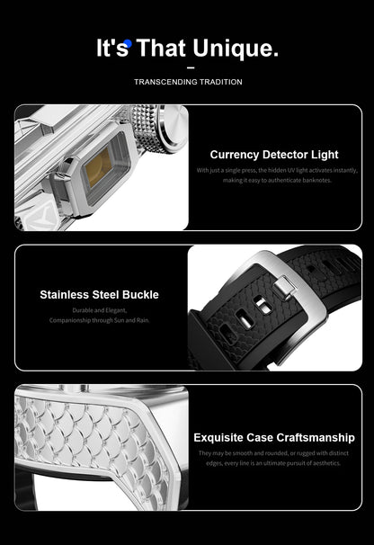 New Men's Smart Watch LED Flashlight waterproof Outdoor Sports Watch Health Monitoring Fitness tracker Suitable for IOS Android