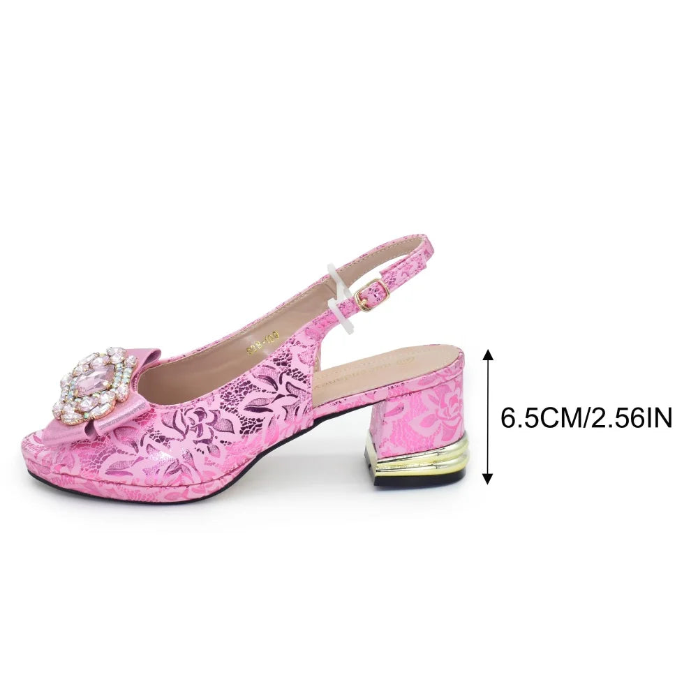 Italian Shoe and Bag Set Designer Wedding Matching Bag and Shoes for Ladies Wedding Rhinestone Luxury Designer Shoes Women