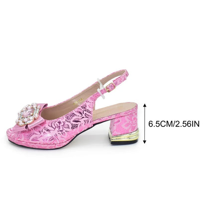 Italian Shoe and Bag Set Designer Wedding Matching Bag and Shoes for Ladies Wedding Rhinestone Luxury Designer Shoes Women