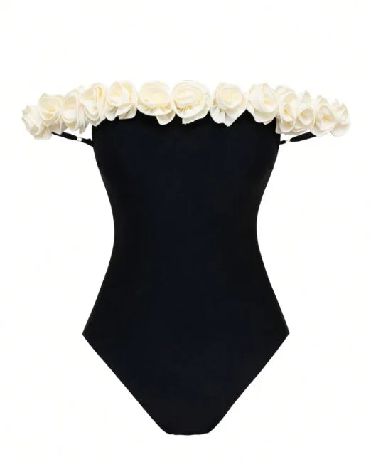 One Piece Swimsuit 2026 New Solid Floral Swimwear Women Swimsuit Bandeau Bathing Suit Beachwear Monokini Female Swimming Suits