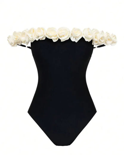 One Piece Swimsuit 2026 New Solid Floral Swimwear Women Swimsuit Bandeau Bathing Suit Beachwear Monokini Female Swimming Suits