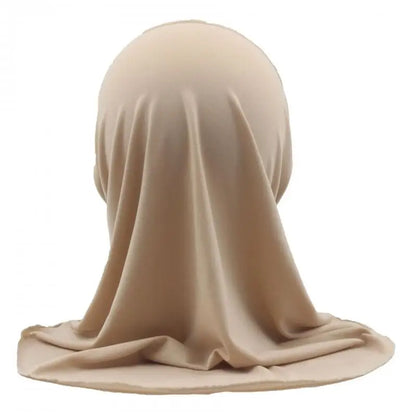 Kids Islamic Hijab Arab Girls Muslim Turban Scarf Shawls Cap Solid Color Fit 2-6 Years Old Children Wear Directly Instant Hijab