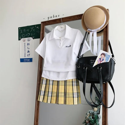 Japanese JK Uniform Polo Shirt and Skirt Suit Spring and Summer Wear Genuine All-match College Style Female Cute Lady Quiet