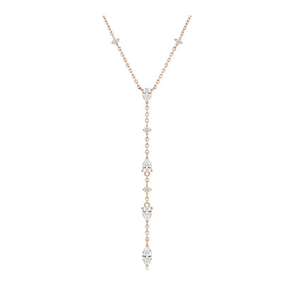 Multi Pear Marquise Moissanite Y-Shaped Necklace S925 Silver 18K Gold Plated Long Tassel Drop Chain Elegant Ladies Jewelry