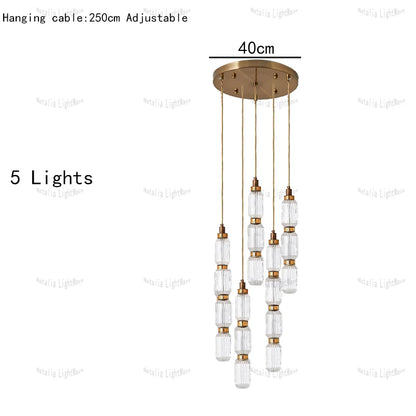 Creative Design Trendy Modern Glass Lamp Modern Home Decor Living Room Pendant Lights LED Foyer Hanging Lamp Long Table Lustre