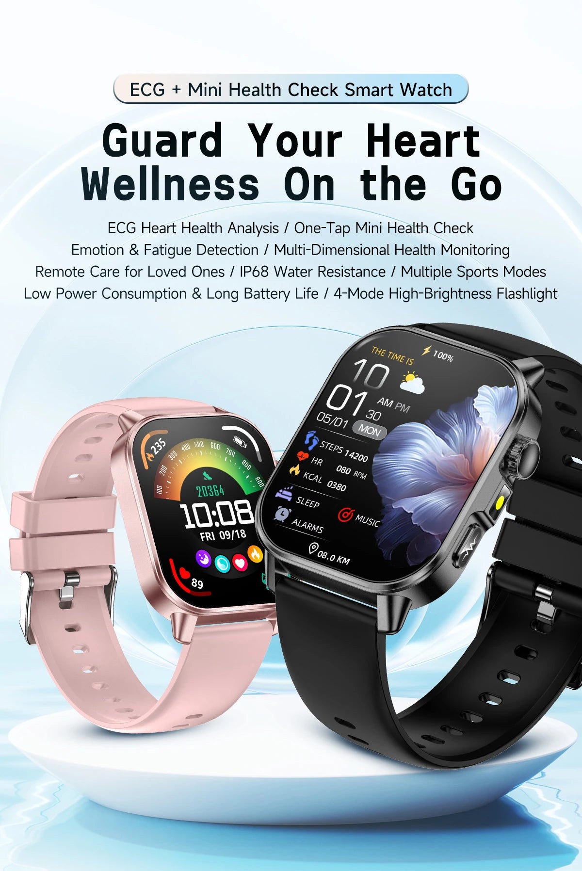 2026 New Body Analysis Health Smart Watch ECG+PPG Uric Acid Blood Pressure Blood Oxygen Clock Call AMOLED Smart Watch Men Women