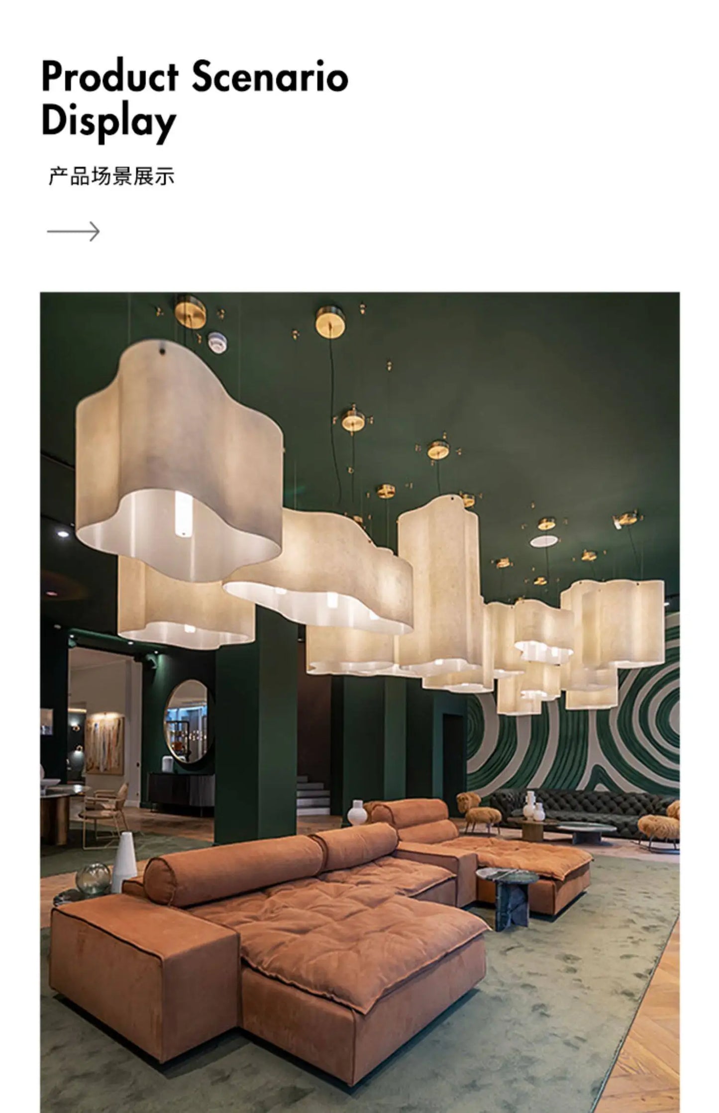 Designer Cloud Pendant Light for High Ceiling Lobby Wabi Sabi LED Hanging Chandelier For Parlor Restaurant Hotel Project Lights