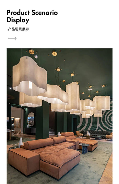 Designer Cloud Pendant Light for High Ceiling Lobby Wabi Sabi LED Hanging Chandelier For Parlor Restaurant Hotel Project Lights