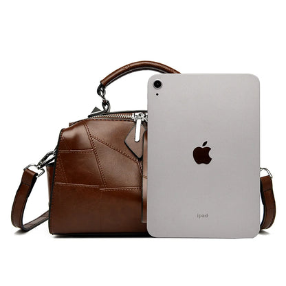 New Fashion Crossbody Bags Women's Genuine Leather Bag Simple Tote Bag Vintage Boston Handbag Luxury Design Female Shoulder Bags