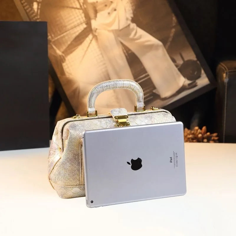 2025 New Retro Snakeskin Pattern Hand Bill of Lading Shoulder Crossbody Dragon Scale Pattern Bags for Women