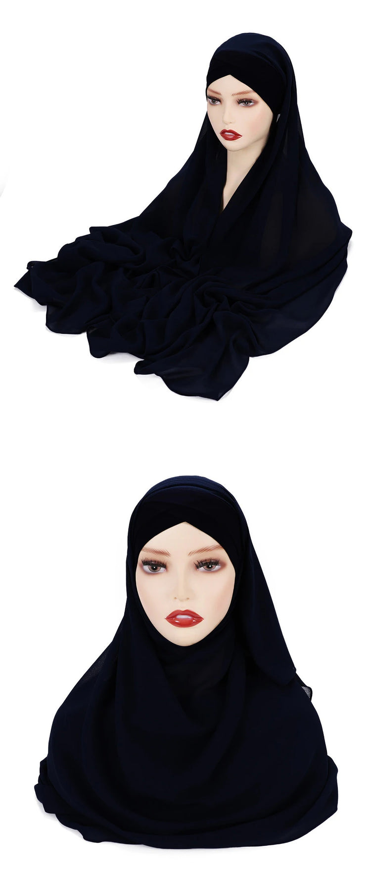 Instant Hijabs Chiffon Hijab Scarf With Cross Jersey Caps Bonnet Brand Design Muslim Scarf Women Islamic Underscarf