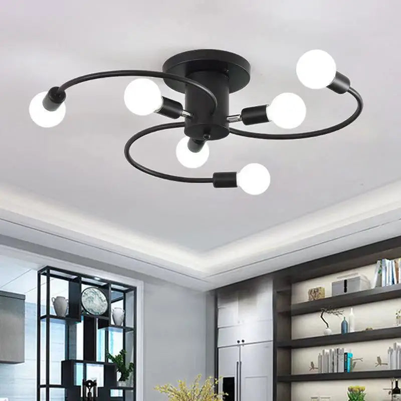 Minimalist Black/White/Gold Chandelier Simple Nordic Metal Chandelier Ceiling Lights for Living Room Bedroom Kitchen Bar Lustre