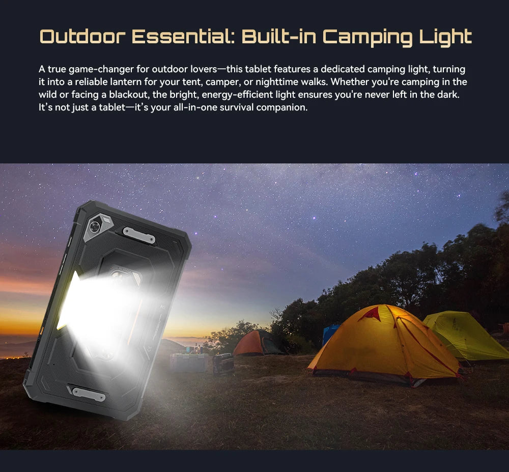 Android Tablet Cubot TAB KingKong Mini, 10200mAh Mega Battery 16GB(6+10),128GB, Camping Light, 8.68-inch Screen, 48MP Camera,GPS