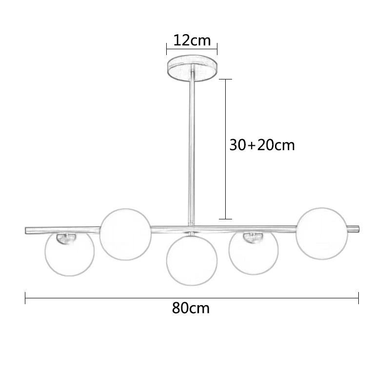 OUDELADILong dining table pendant lights Brass Lighting fixtures living room Restaurant  Kitchen Island Glass ball Chandelier