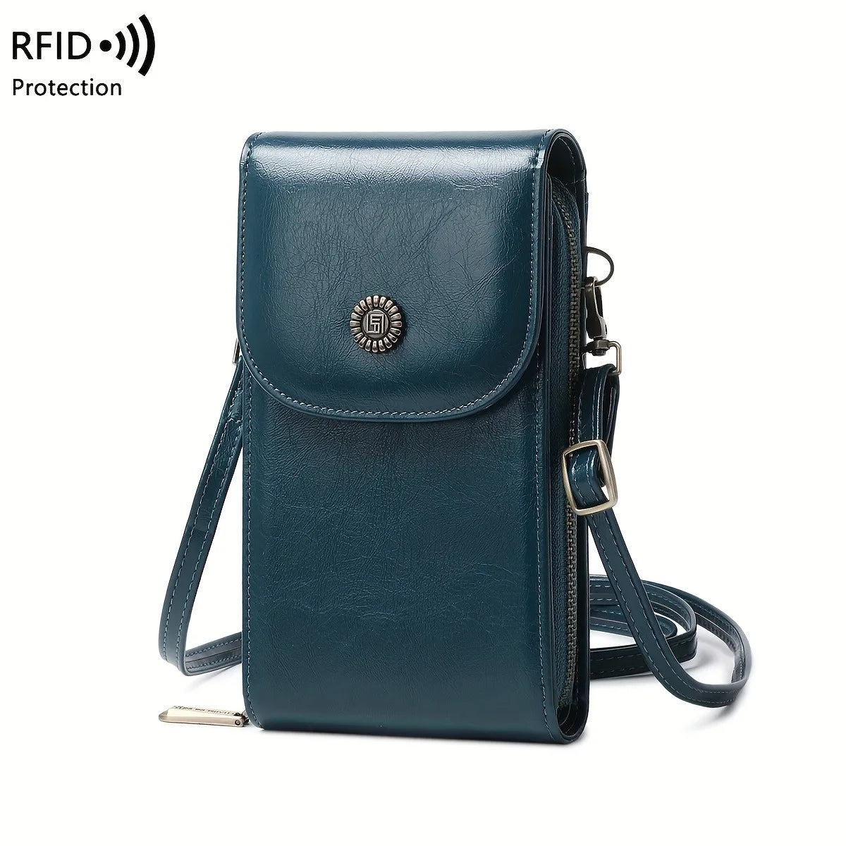 RFID Blocking Crossbody Phone Wallet Soft Leather Wallets Vintage Cell Phone Purse Versatile Female Shoulder Bags Women Handbag