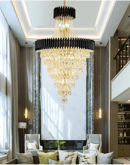Luxury Crystal Chandeliers Home Villa Duplex  Attic Living Room Lighting Loft Decoration Indoor Pendant Lights Fixtures