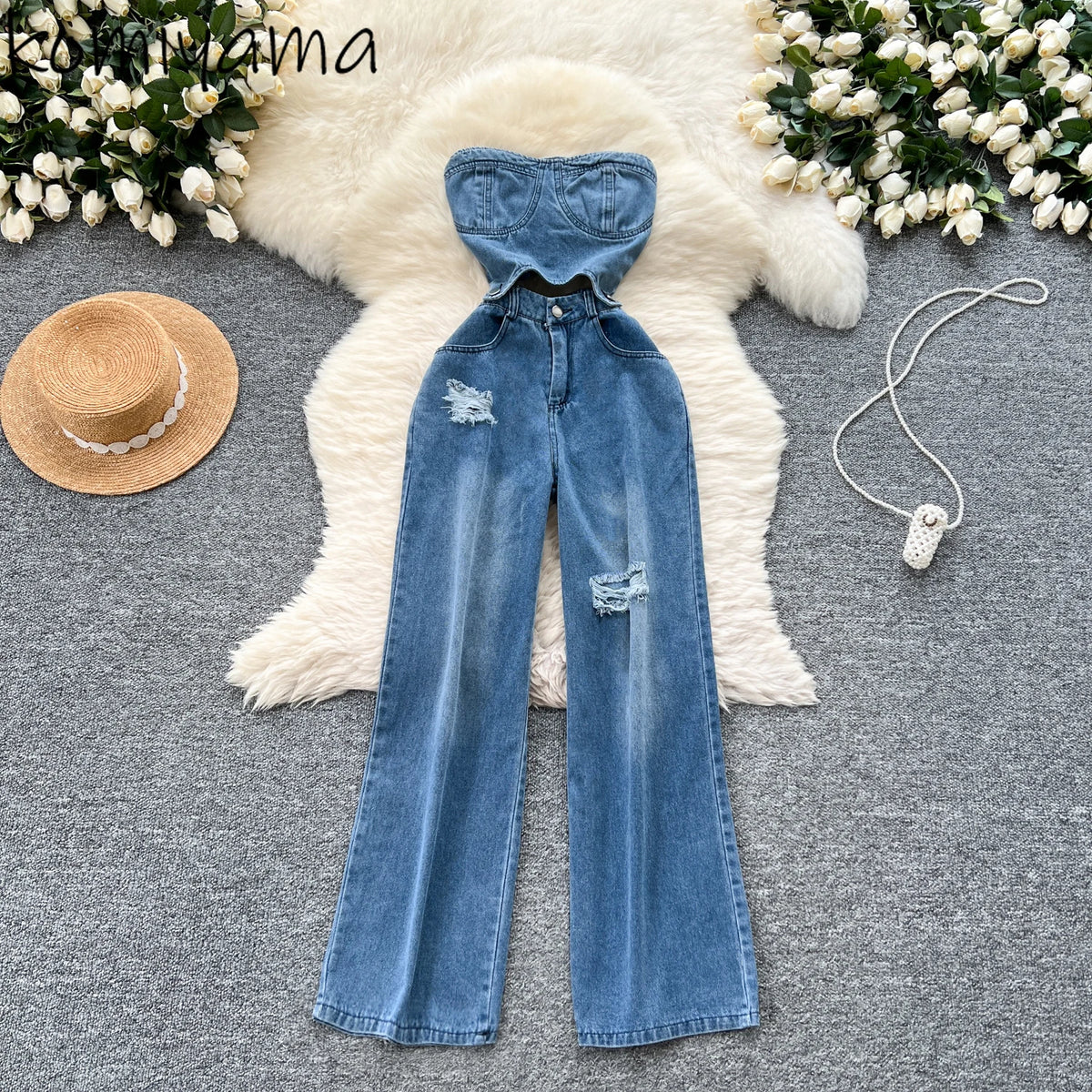 Hollow Out Jumpsuits Hole Denim Jumpsuit Woman Sleeveless Women Pants Casual One Pieces Summer 2026 New Design Ropa Mujer