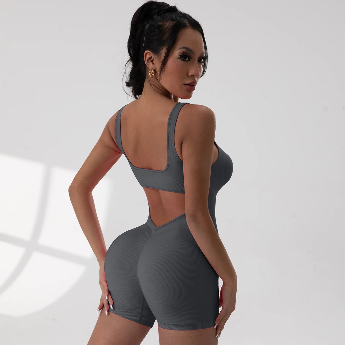 Sexy With V-shaped Exposed Waist Women's Summer Jumpsuits Fitness Daily Wear Casual Yoga Workout Jumpsuits