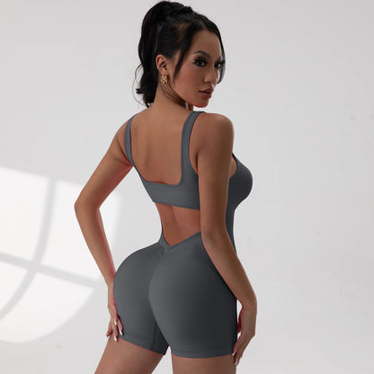 Sexy With V-shaped Exposed Waist Women's Summer Jumpsuits Fitness Daily Wear Casual Yoga Workout Jumpsuits
