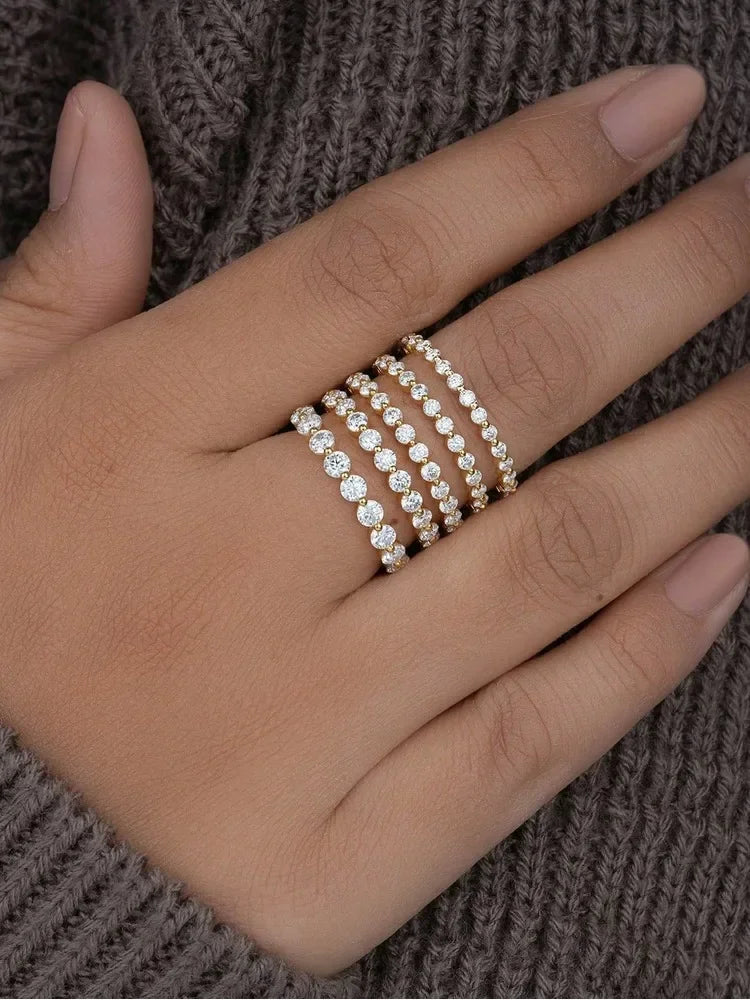 925 Sterling Silver Simplicity Classic Zircon Bead Ring For Women Engagement Wedding Luxury Fashion High Quality Fine Jewelry